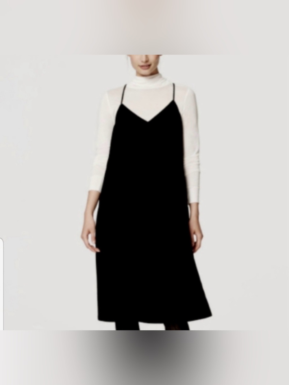 Loft Black Velvet Midi Slip Dress With Slim Straps